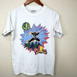 VTG 1994 Mighty Morphin Power Rangers Black Ranger Single Stitch T Shirt Small